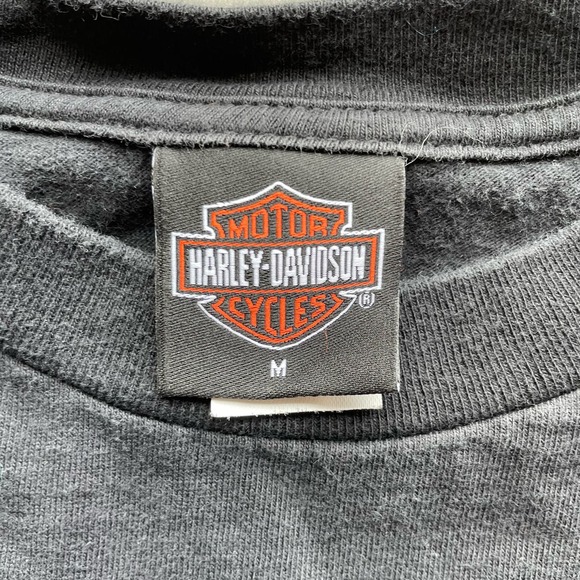 VINTAGE BLACK HARLEY DAVIDSON LONGSLEEVE TEE SHIRT MEDIUM - Picture 5 of 6